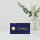 Carte De Visite Code QR Logo d'entreprise | Navy Moderne Professio (Debout devant)