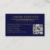Carte De Visite Code QR Logo d'entreprise | Navy Moderne Professio (Dos)