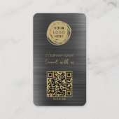 Carte De Visite Code QR Logo d'entreprise Noir Brossé (Devant)