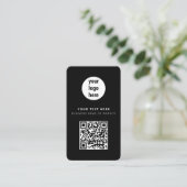 Carte De Visite Code QR Logo d'entreprise Noir Entreprise (Debout devant)