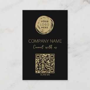Carte De Visite Code QR Logo d'entreprise Noir Euro