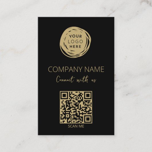 Carte De Visite Code QR Logo d'entreprise Noir Euro (Devant)