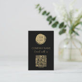 Carte De Visite Code QR Logo d'entreprise Noir Euro (Debout devant)