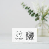Carte De Visite Code QR Logo d'entreprise | Noir Moderne Professio (Debout devant)