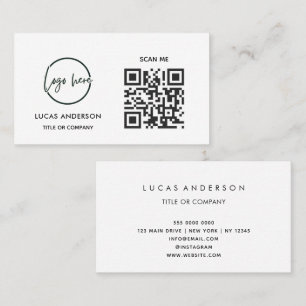 Carte De Visite Code QR Logo d'entreprise   Noir Moderne Professio