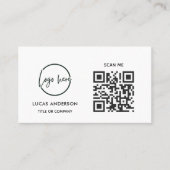 Carte De Visite Code QR Logo d'entreprise | Noir Moderne Professio (Devant)