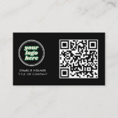 Carte De Visite Code QR Logo d'entreprise | Noir Moderne Professio (Devant)