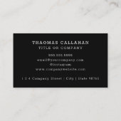 Carte De Visite Code QR Logo d'entreprise Noir Moderne Professionn (Dos)