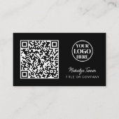Carte De Visite Code QR Logo d'entreprise Noir Moderne Professionn (Devant)