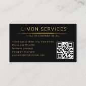 Carte De Visite Code QR Logo d'entreprise Noir Moderne Professionn (Dos)