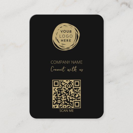 Carte De Visite Code QR Logo d'entreprise Noir puissant (Devant)