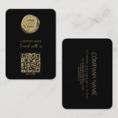 Carte De Visite Code QR Logo d'entreprise Noir puissant (Devant / Derrière)