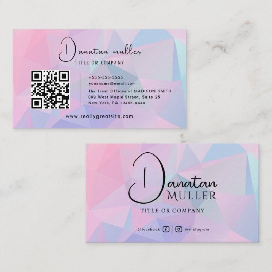 Carte De Visite Code QR Logo d'entreprise pierre opale (Devant / Derrière)