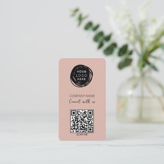 Carte De Visite Code QR Logo d'entreprise rose (Debout devant)
