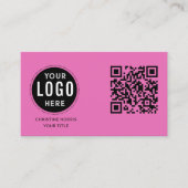 Carte De Visite Code QR Logo d'entreprise | Rose Chaud Moderne (Devant)