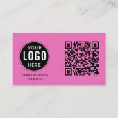 Carte De Visite Code QR Logo d'entreprise | Rose Chaud Moderne (Devant)