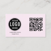 Carte De Visite Code QR Logo d'entreprise | Rose Moderne (Devant)