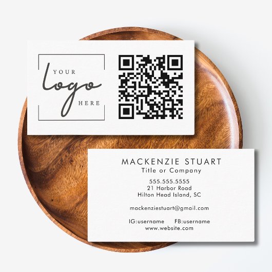 Carte De Visite Code QR Logo d'entreprise Simple Moderne Professio