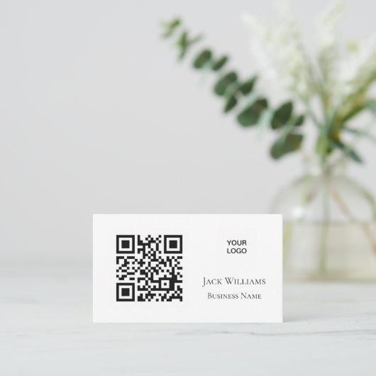 Carte De Visite Code QR Logo d'entreprise Simple Professional Mode (Debout devant)