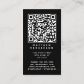 Carte De Visite Code QR Logo d'entreprise Sleek Black Professional (Dos)