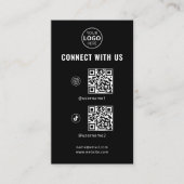 Carte De Visite Code QR Logo des médias sociaux Noir (Devant)