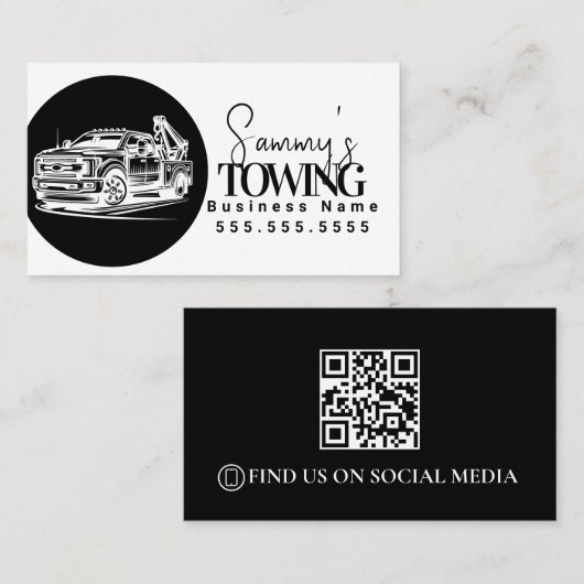 Carte De Visite Code QR Logo des services de remorquage (Devant / Derrière)