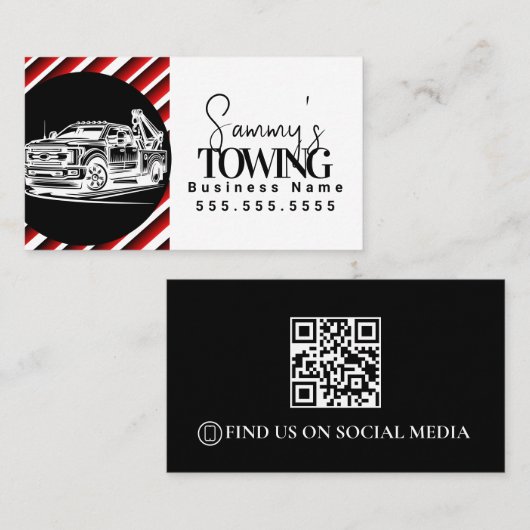 Carte De Visite Code QR Logo des services de remorquage (Devant / Derrière)