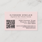 Carte De Visite Code QR Logo Écriture Rose Pâle Extension de Cheve (Dos)