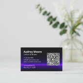 Carte De Visite Code QR Logo Elegant Eyelash (Debout devant)