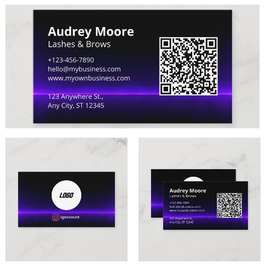 Carte De Visite Code QR Logo Elegant Eyelash