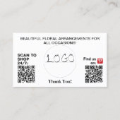 Carte De Visite Code QR Logo Entreprise Géranium Rose 3,5 x 2,0 (Dos)