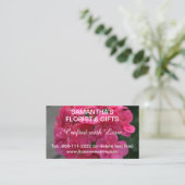 Carte De Visite Code QR Logo Entreprise Géranium Rose 3,5 x 2,0 (Debout devant)