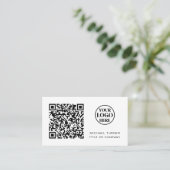 Carte De Visite Code QR Logo Entreprise Moderne Professionnel (Debout devant)