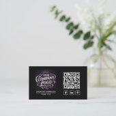 Carte De Visite Code QR Logo Entreprise Moderne Professionnel Noir (Debout devant)