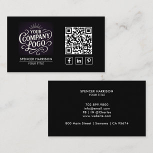 Carte De Visite Code QR Logo Entreprise Moderne Professionnel Noir