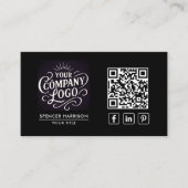 Carte De Visite Code QR Logo Entreprise Moderne Professionnel Noir (Devant)