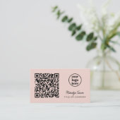 Carte De Visite Code QR Logo Entreprise Moderne Professionnel Rose (Debout devant)
