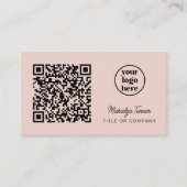 Carte De Visite Code QR Logo Entreprise Moderne Professionnel Rose (Devant)