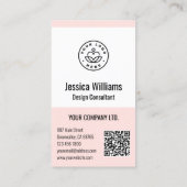 Carte De Visite Code QR Logo Entreprise Moderne Professionnel Rose (Dos)