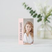 Carte De Visite Code QR Logo Entreprise Moderne Professionnel Rose (Debout devant)