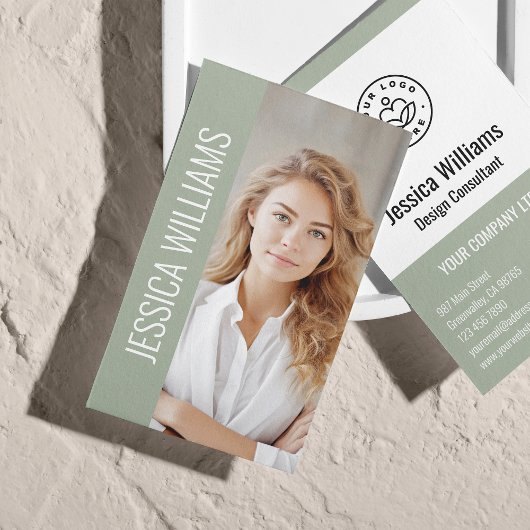 Carte De Visite Code QR Logo Entreprise Moderne Professionnel Sage