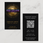 Carte De Visite Code QR Logo Entreprise Noir (Devant / Derrière)