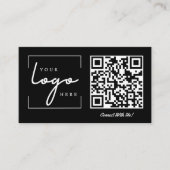 Carte De Visite Code QR Logo Entreprise Noir Moderne Professionnel (Devant)