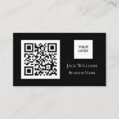 Carte De Visite Code QR Logo Entreprise Noir Professionnel Moderne (Devant)