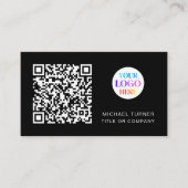 Carte De Visite Code QR Logo Entreprise Professionnel Moderne Noir (Devant)