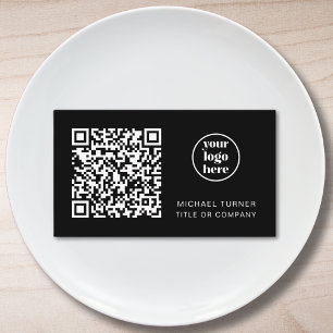 Carte De Visite Code QR Logo Entreprise Professionnel Moderne Noir