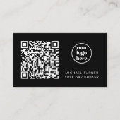 Carte De Visite Code QR Logo Entreprise Professionnel Moderne Noir (Devant)