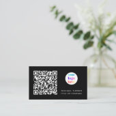 Carte De Visite Code QR Logo Entreprise Professionnel Moderne Noir (Debout devant)