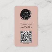 Carte De Visite Code QR Logo Entreprise Rose (Devant)