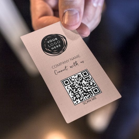 Carte De Visite Code QR Logo Entreprise Rose